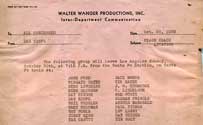 Location orders sent to Ned Scott from Wanger Studios, October 1938