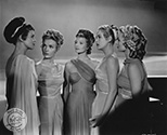 Photos of Rita Hayworth: One of the best of the many images of the “muse” group, this onstage photograph of Rita and her cohorts captures the intimacy shared among these beauties in Columbia Pictures musical fantasy, "Down To Earth", directed by Alexander Hall, 1947.